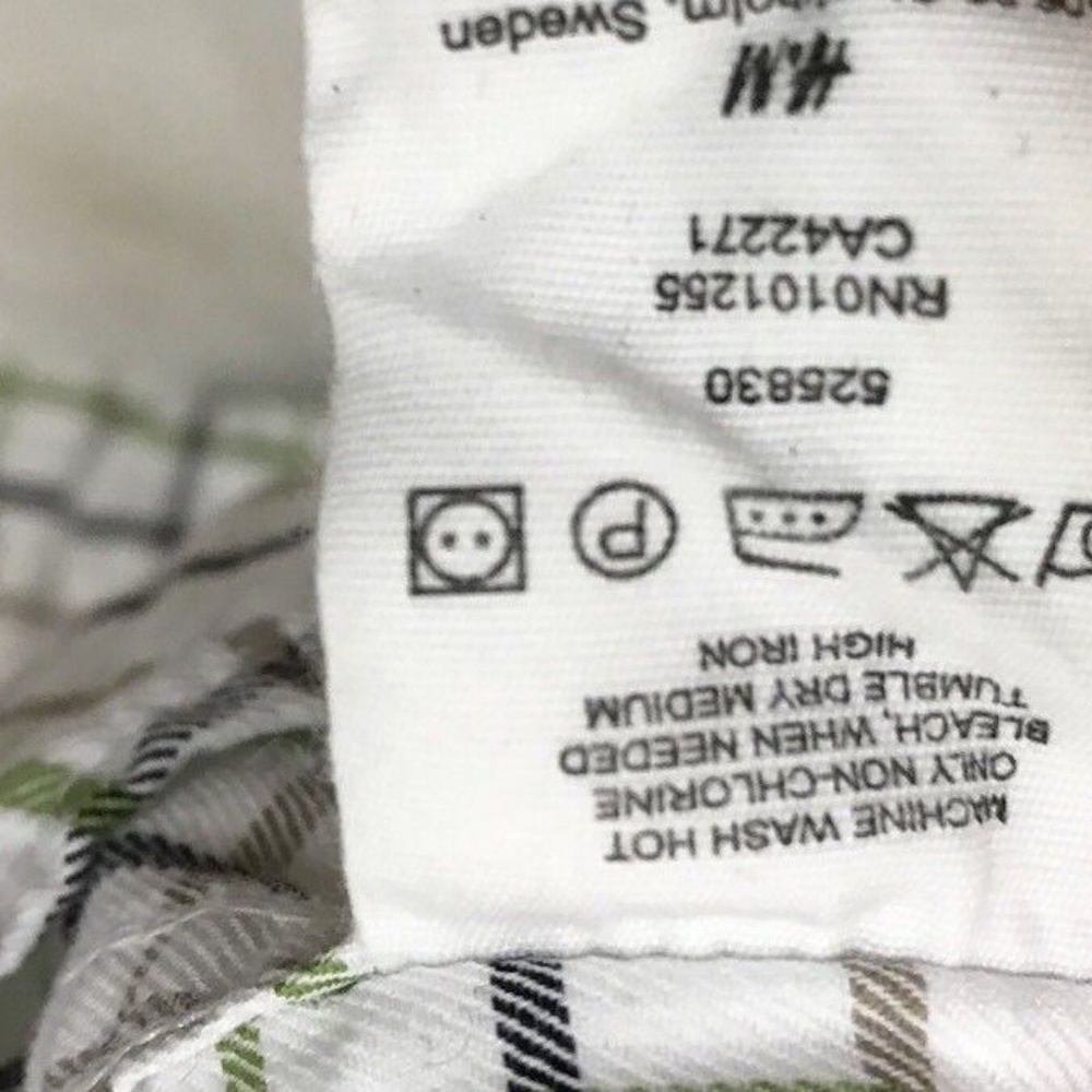 LOGG H&M White Green Plaid Shirt Size 5-6 Button - Picture 6 of 6